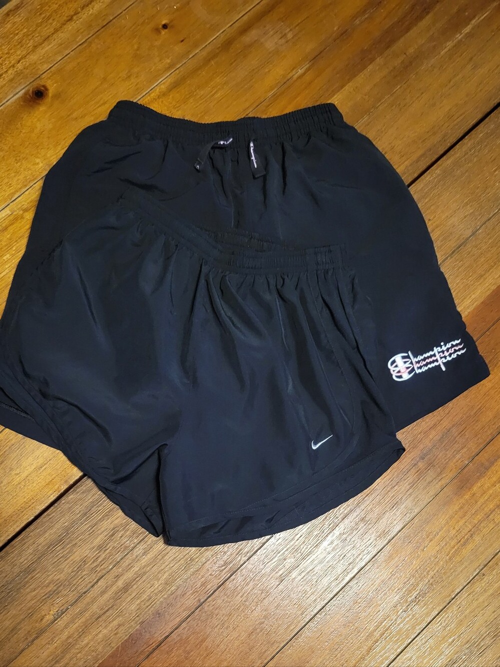 Nike Womens  Black Running Shorts And Black Chanpion Running Shorts Bundle